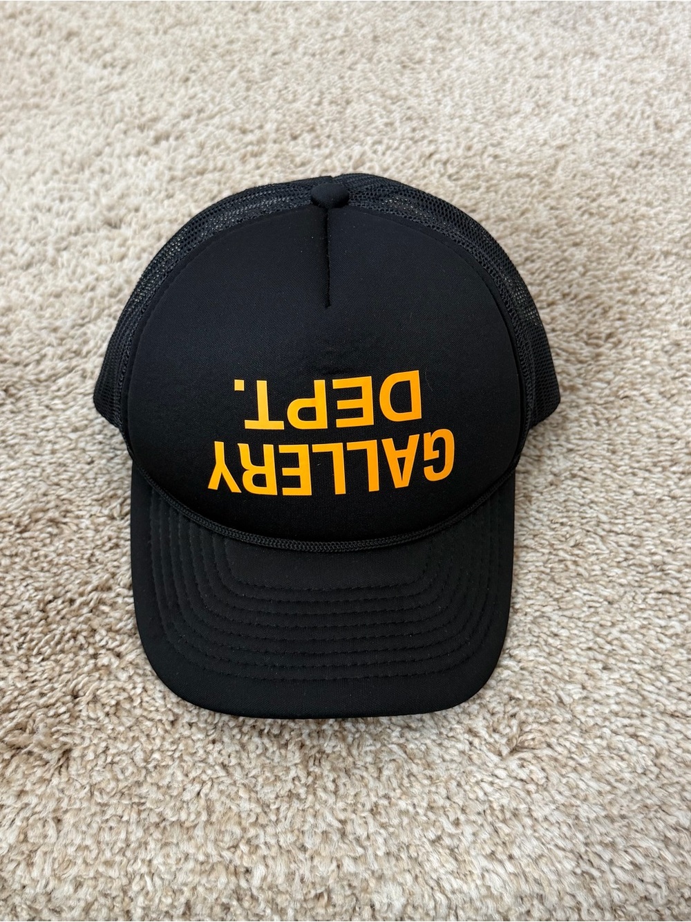 Gallery Dept Black Trucker Hat with Gold Logo